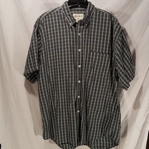 Eddie Bauer cotton green plaid button down large